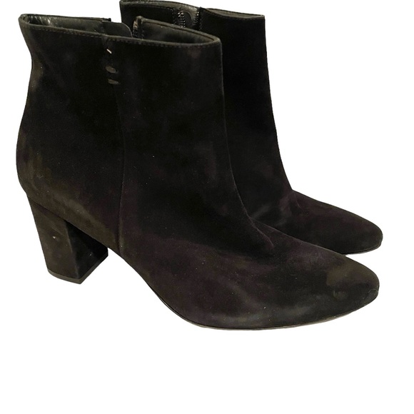 Paul Green Black Suede Booties Ankle Boots Side Zip Size 6 1/2 EU/9 US - Picture 2 of 10